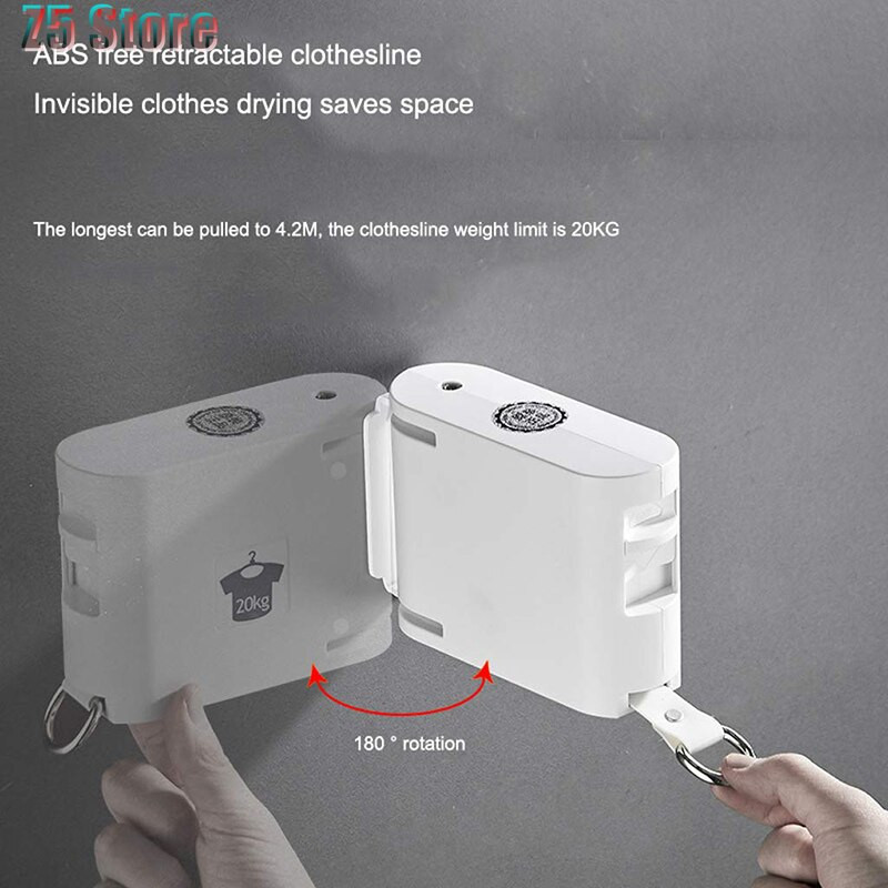 Прибираща се вътрешна външна невидима въже за дрехи с отвор за закачалка Въже за дрехи Сушилник за въжета Балкон Връв за дрехи Без пробиване
