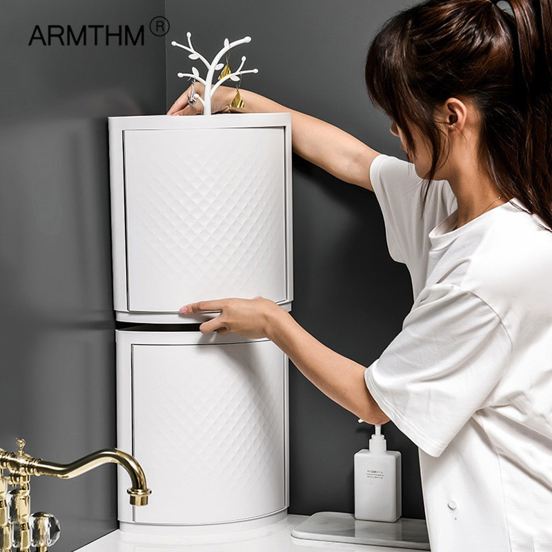 Dulapuri de dulap de colț triunghi rotativ, agățat pe perete de bucătărie, raft rezistent la praf, depozitare pentru baie, accesorii de baie impermeabile