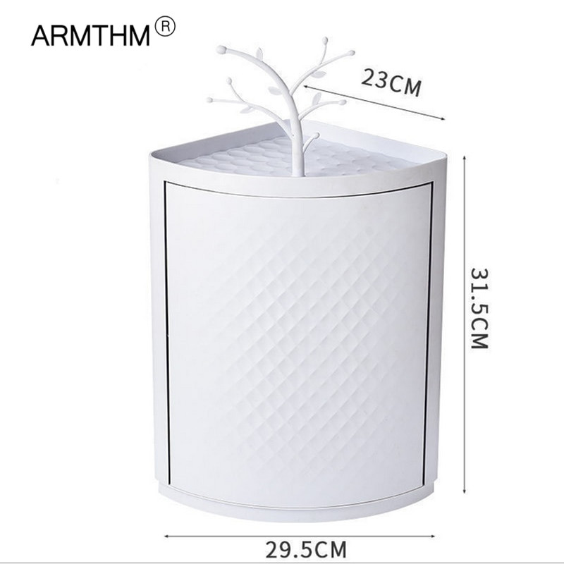 Dulapuri de dulap de colț triunghi rotativ, agățat pe perete de bucătărie, raft rezistent la praf, depozitare pentru baie, accesorii de baie impermeabile