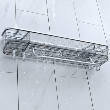 Ράφι μπάνιου Επιτοίχια Τριγωνική σχάρα αποθήκευσης με γάντζους για πετσέτες οργάνωσης για οικιακά είδη μπάνιου Αξεσουάρ μπάνιου