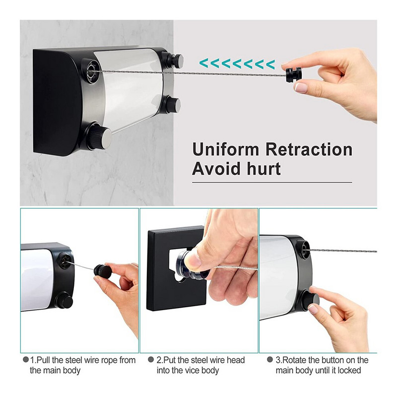 Ruhakötél behúzható Erkély kiegészítők Összecsukható Fali ruhaszárító Tető Padló Többfunkciós Helytakarékos szárítás Kültéri