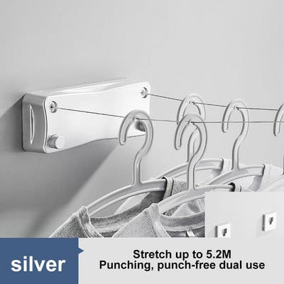 Uscător de rufe 5,2 m Accesorii retractabile pentru baie Suport de uscare Suport pentru rufe extensibil cu linie dublă Uscător de rufe Negru