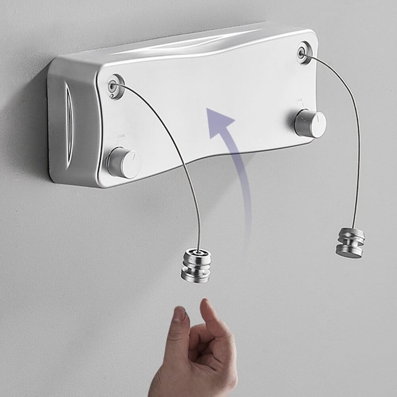 Uscător de rufe 5,2 m Accesorii retractabile pentru baie Suport de uscare Suport pentru rufe extensibil cu linie dublă Uscător de rufe Negru