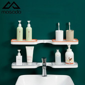 Mosodo Сгъваем ъглов рафт за баня Кухня Съхранение Въртящ се багажник Плаващи рафтове за стенен държач Триъгълен органайзер за душ