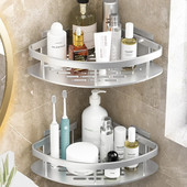 Rafturi de baie Depozitare pe colț pentru prosoape de toaletă Raft de duș din aluminiu Suport suport pentru șampon fără pereți Accesorii pentru baie