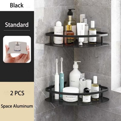 Rafturi de baie Depozitare pe colț pentru prosoape de toaletă Raft de duș din aluminiu Suport suport pentru șampon fără pereți Accesorii pentru baie
