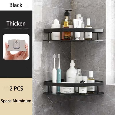 Rafturi de baie Depozitare pe colț pentru prosoape de toaletă Raft de duș din aluminiu Suport suport pentru șampon fără pereți Accesorii pentru baie