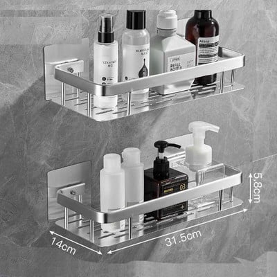 Rafturi de baie Depozitare pe colț pentru prosoape de toaletă Raft de duș din aluminiu Suport suport pentru șampon fără pereți Accesorii pentru baie