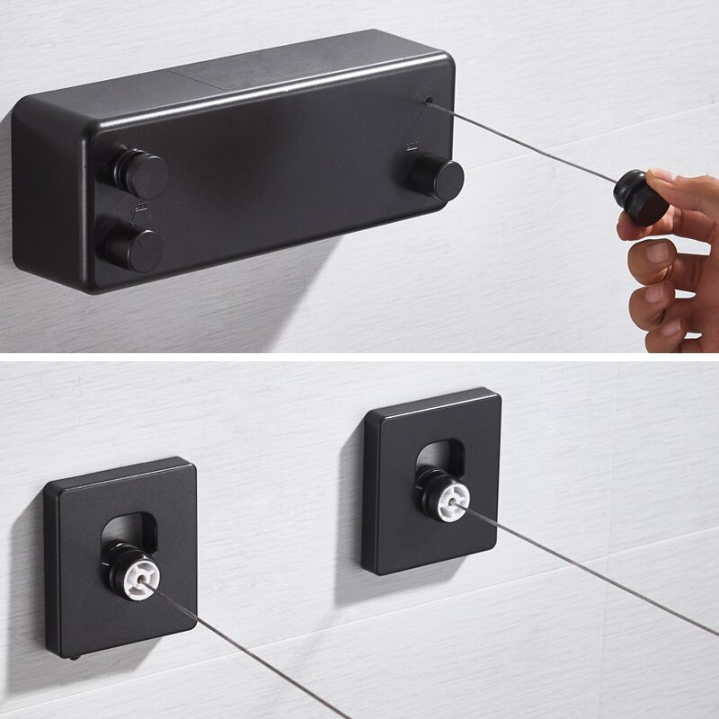 Ištraukiama rūbų virvė viduje, lauke, 2 virvė, teleskopinė nerūdijančio plieno virvelė, nematoma drabužių linija skalbinių pakabos, sieninis džiovinimo stovas