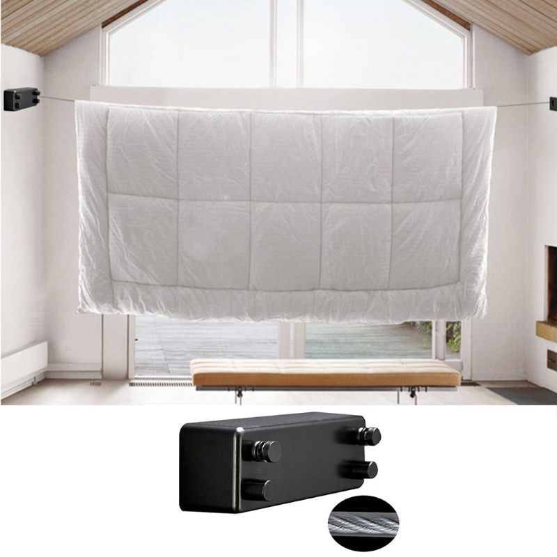 Drop ship Ištraukiama nematoma drabužių linija ABS aliuminio džiovintuvas su reguliuojamu nerūdijančio plieno dvigubo lyno styga viešbučio stiliaus