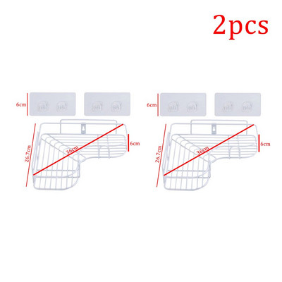 1/2 buc. Rafturi de colț pentru baie, șampon, duș, organizator, suport de fier, fără perforare, suport de depozitare pentru bucătărie, fixat pe perete, obiect de uz casnic