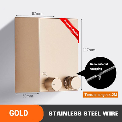 YOOLOV 4M Konop za rublje na uvlačenje Zidni Unutarnje Vanjsko Pranje Vješalica za rublje Konop za sušenje rublja Balkon Nevidljiv