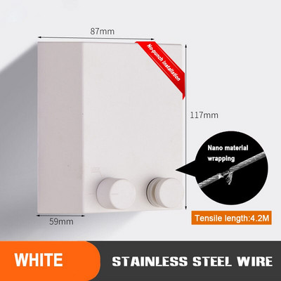 YOOLOV 4M Konop za rublje na uvlačenje Zidni Unutarnje Vanjsko Pranje Vješalica za rublje Konop za sušenje rublja Balkon Nevidljiv