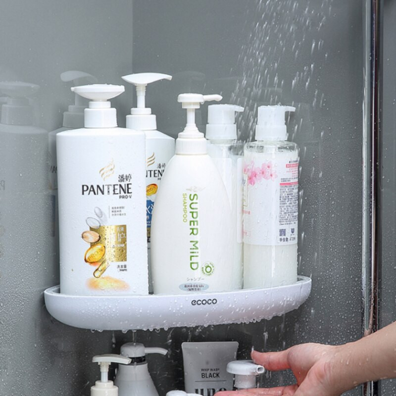 Raft de baie Raft de depozitare triunghiular Organizator de depozitare pentru lotiuni Organizator de perete pentru menajera pentru accesorii de baie Rafturi