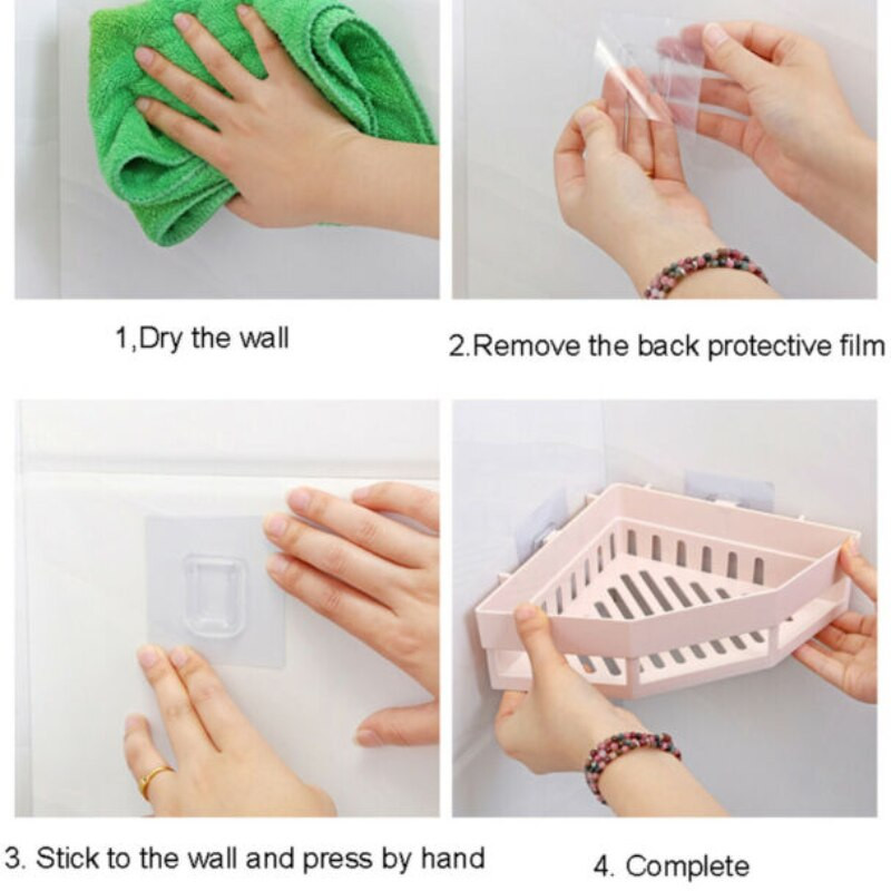 Fürdőszoba fali háromszög alakú zuhanypolc Lyukasztó nélküli fürdőszobai sarok kádtartó többfunkciós konyhai tároló tartó rendszerező