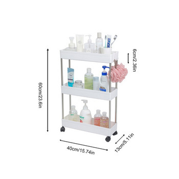 3-степенна тънка количка за съхранение Подвижна количка за баня Плъзгащи се колички за съхранение Лесно сглобяем стелаж за тясно пространство