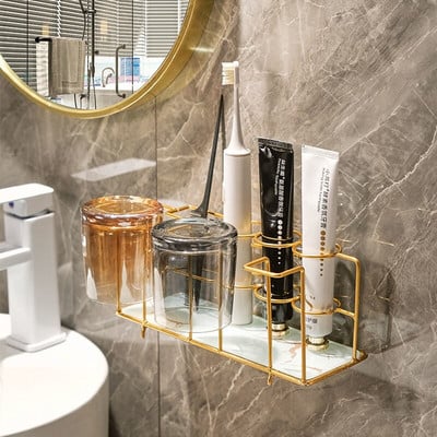 Nordic Bathroom Organizer uzglabāšanas plaukts tualete zobu birstes turētāja turētāja krūzītei kosmētikas ķemmes uzglabāšanai Tary vannas istabas piederumi