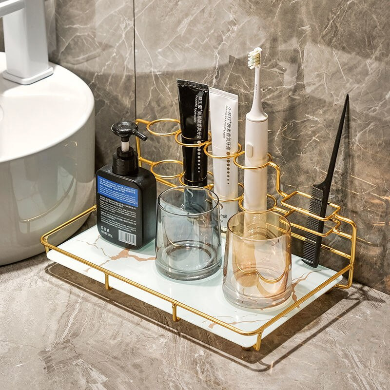 Nordic Bathroom Organizer tároló polc WC fogkefetartóhoz Pohár kozmetikai fésű Tárolás Tary fürdőszobai kiegészítők