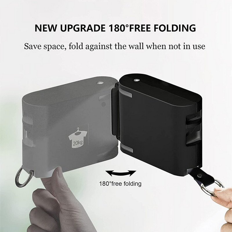 Corde de rufe invizibil pentru interior cu orificiu pentru umeraș Cursă de rufe retractabilă frânghie Suport de uscare Linie de haine pentru balcon Fără suport de foraj