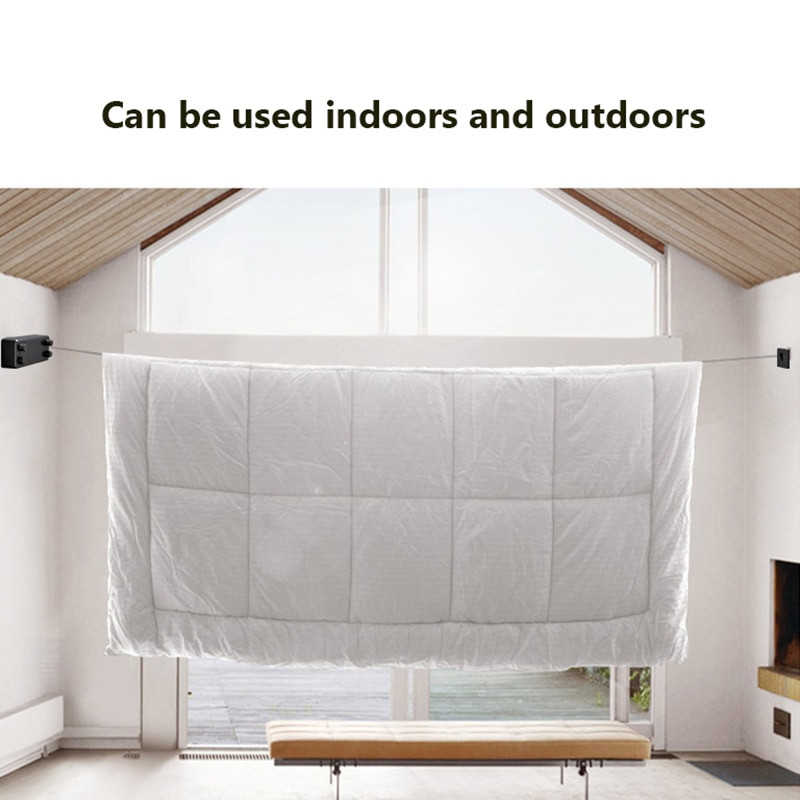 Cursă de rufe retractabilă Linie de uscare invizibilă, telescopică, montată pe perete, care economisește spațiu, frânghie dublă Suport de uscare pentru rufe