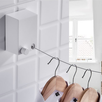 Αναδιπλούμενη κρεμάστρα τοίχου για εσωτερικούς και εξωτερικούς χώρους Αόρατη γραμμή ρούχων Συρματόσχοινο Magic Drying Rack Μπαλκόνι Μπάνιο