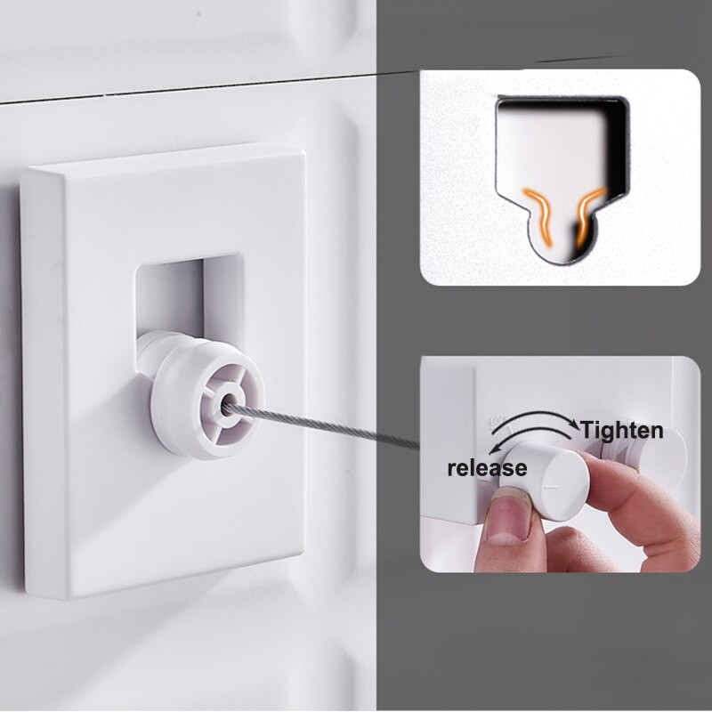 Ištraukiama vidaus ir lauko drabužių sieninė kabykla Nematoma drabužių linija Vielinė virvė Magic Džiovinimo lentyna Balkonas Vonios kambarys