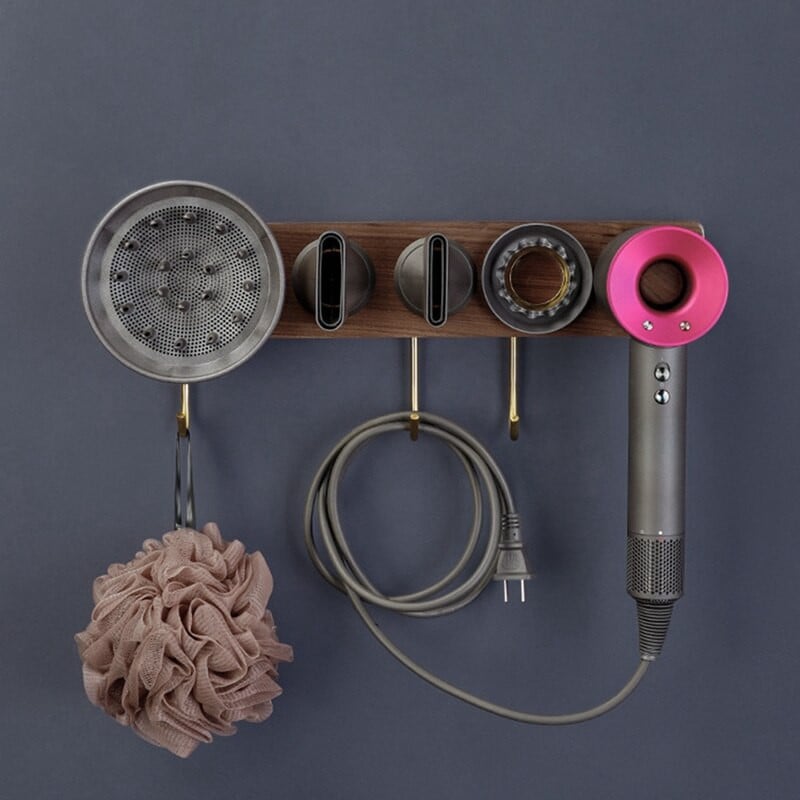 Skirta „Dyson Airwrap“ sieniniam džiovintuvui ir plaukų suktukui laikymo stovui, plaukų priežiūros priemonių laikymo dėžutei, vonios kambario priedams