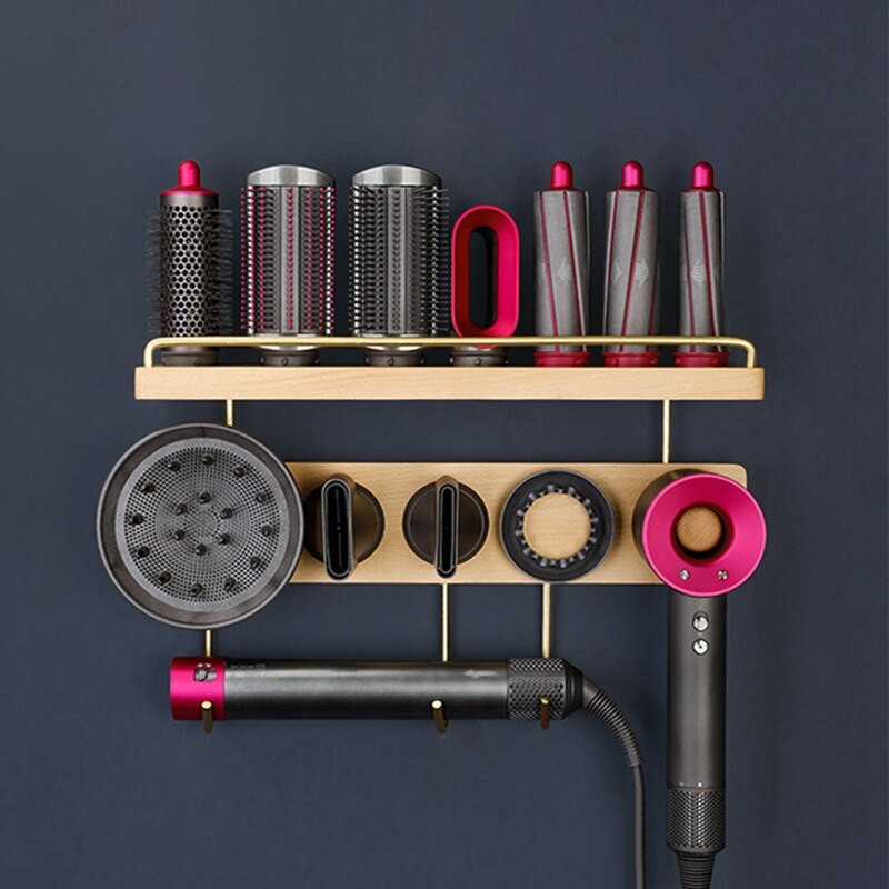Skirta „Dyson Airwrap“ sieniniam džiovintuvui ir plaukų suktukui laikymo stovui, plaukų priežiūros priemonių laikymo dėžutei, vonios kambario priedams