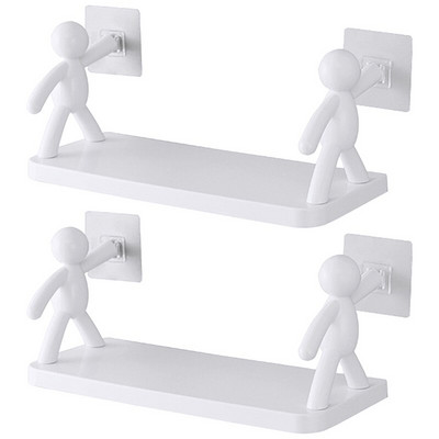 2 komada kreativnih kupaonskih polica za odlaganje slatke bijele lutke zlobne police, police, samoljepljive police za odlaganje kupaonske kozmetike