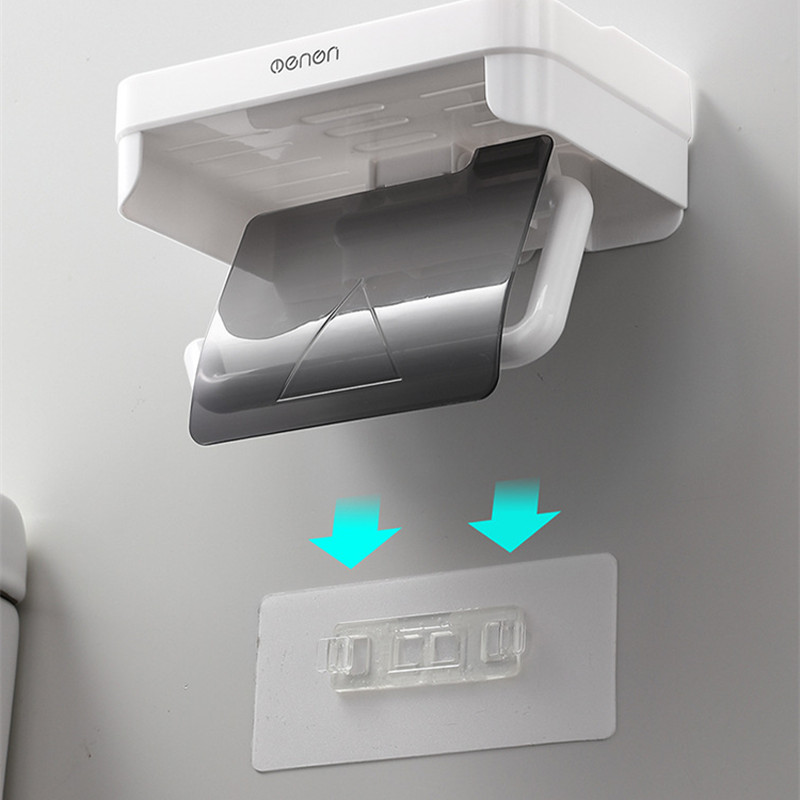 Többfunkciós WC-papír tároló állvány falra szerelhető tekercspapír tartó Fürdőszoba polcok Fehér műanyag rendező