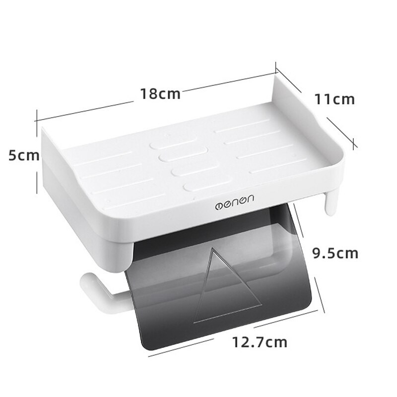 Többfunkciós WC-papír tároló állvány falra szerelhető tekercspapír tartó Fürdőszoba polcok Fehér műanyag rendező