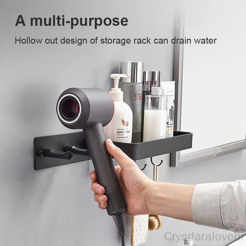 Kairysis ir dešinysis plaukų džiovintuvo laikymo stovas Nemokamas perforuojamas vonios kambarys, skirtas Dyson plaukų džiovintuvo kabyklos tualetui prie sienos tvirtinamas plaukų džiovintuvo laikiklis