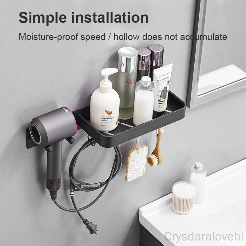 Kairysis ir dešinysis plaukų džiovintuvo laikymo stovas Nemokamas perforuojamas vonios kambarys, skirtas Dyson plaukų džiovintuvo kabyklos tualetui prie sienos tvirtinamas plaukų džiovintuvo laikiklis