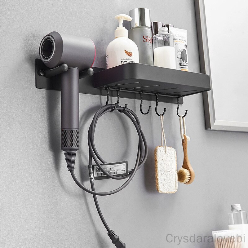 Kairysis ir dešinysis plaukų džiovintuvo laikymo stovas Nemokamas perforuojamas vonios kambarys, skirtas Dyson plaukų džiovintuvo kabyklos tualetui prie sienos tvirtinamas plaukų džiovintuvo laikiklis