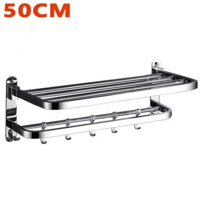 Fürdőszoba törölközőtartó Összecsukható tartó polc Fürdőszoba falra szerelhető sín rendszerező kampós konyha alumínium tároló polc tartozékok