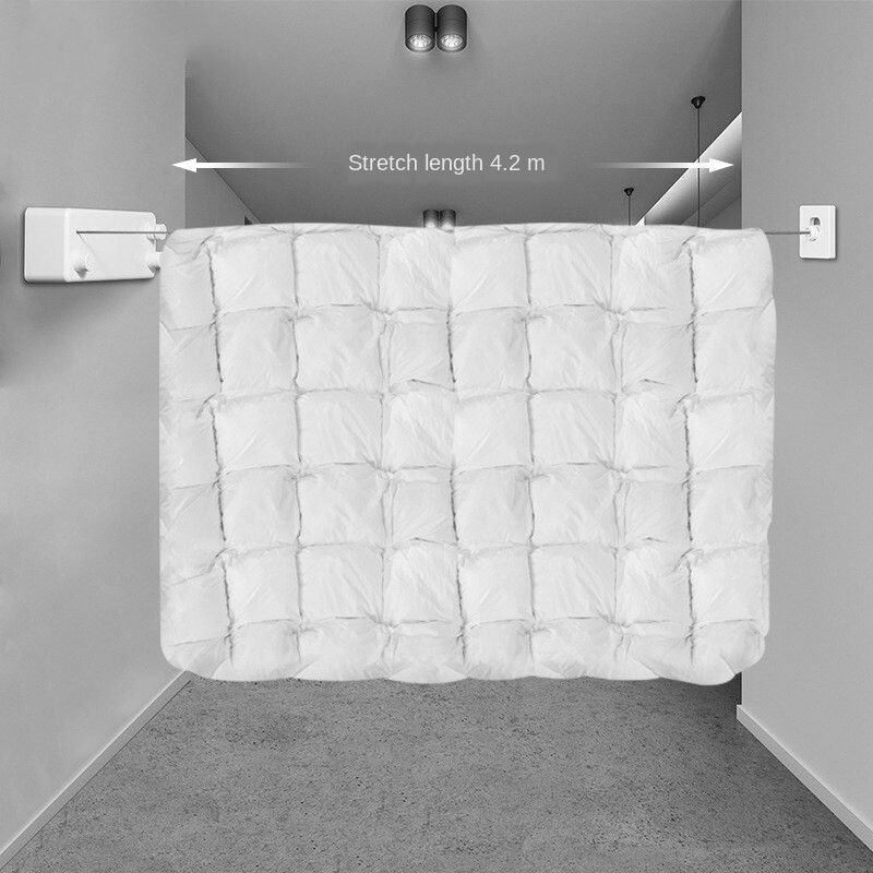Kétsoros ruhakötél falra szerelhető visszahúzható ruhaszárító acélkötél fali fogas mosószárító beltéri ruhavonal WF