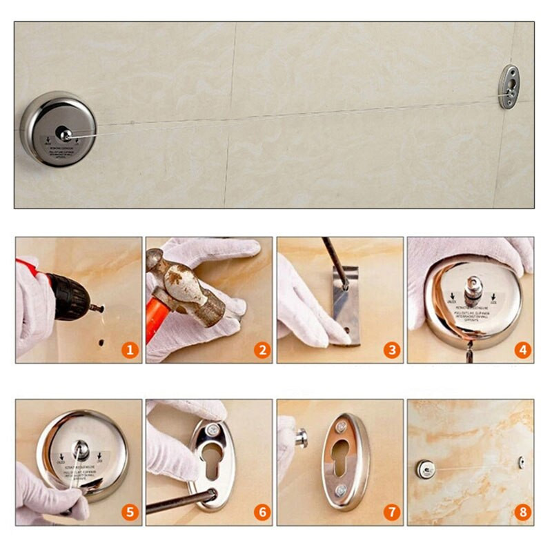 Drabužių džiovinimo lentyna Virvė nerūdijančio plieno ištraukiama drabužių linija patalpų rūbų džiovintuvo lentyna Organizatorius skalbinių kabykla rūbams