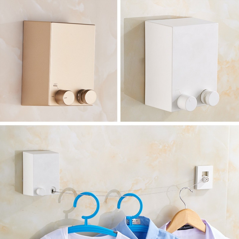 Drabužių linijos džiovintuvas Ištraukiamas vonios kambario aksesuaras džiovinimo lentyna Balta drabužių kabykla Skalbinių džiovintuvas Dvisluoksnis elastingas