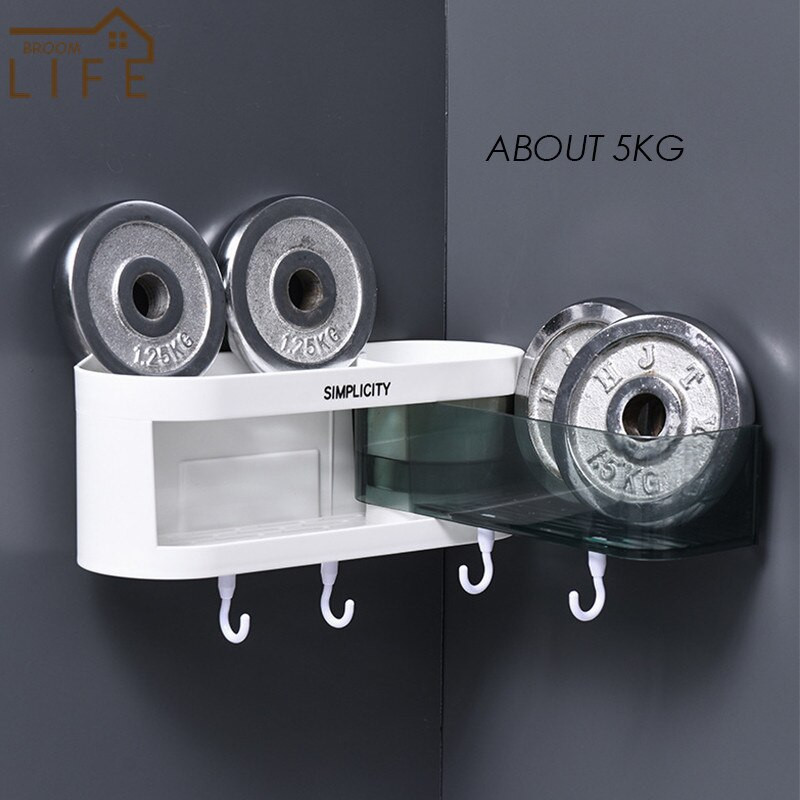 Raft de baie montat pe perete Colț rotativ din plastic Suport de duș Suport pentru șampon Rafturi plutitoare pentru toaletă Organizator Accesorii pentru WC