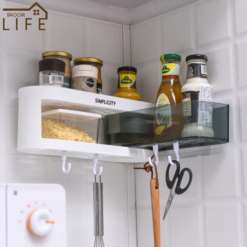 Raft de baie montat pe perete Colț rotativ din plastic Suport de duș Suport pentru șampon Rafturi plutitoare pentru toaletă Organizator Accesorii pentru WC