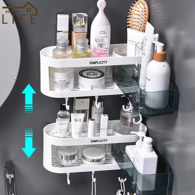 Raft de baie montat pe perete Colț rotativ din plastic Suport de duș Suport pentru șampon Rafturi plutitoare pentru toaletă Organizator Accesorii pentru WC