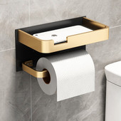 Държач за тоалетна хартия Черен златен поставка за кърпички Рафт за съхранение в банята Поставка за телефон Поставка за хартиени кърпи Кутия за кърпички Аксесоари за баня