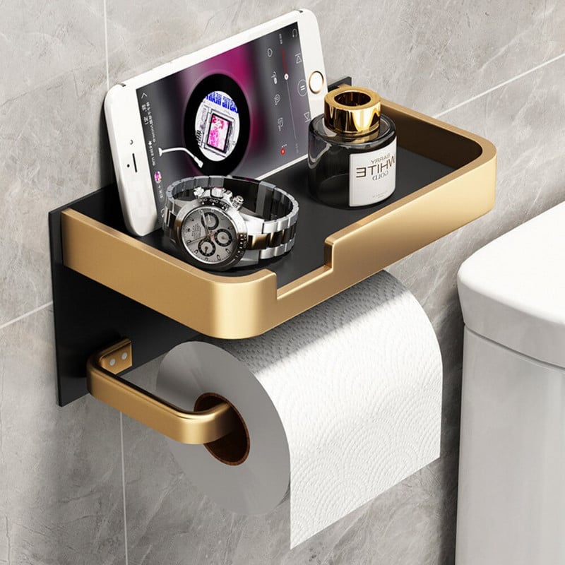 Držač toaletnog papira Crno-zlatni stalak za maramice Polica za pohranu u kupaonici Stalak za telefon Stalak za papirnate ručnike Kutija za maramice Kupaonski pribor
