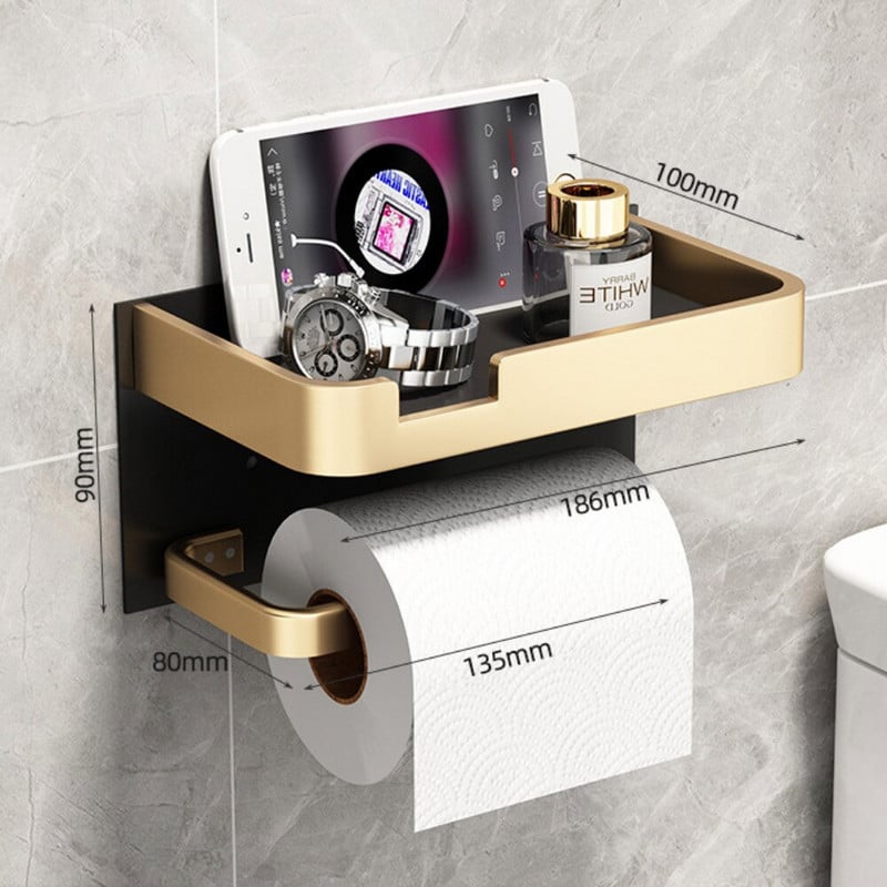 Držač toaletnog papira Crno-zlatni stalak za maramice Polica za pohranu u kupaonici Stalak za telefon Stalak za papirnate ručnike Kutija za maramice Kupaonski pribor