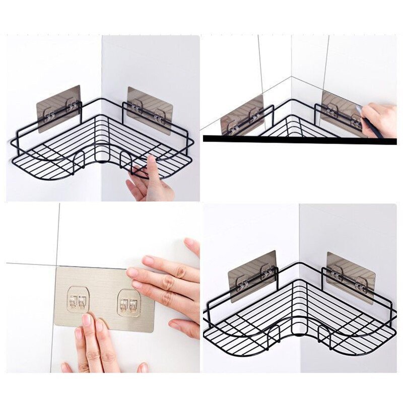 Raft pentru baie, montare pe perete, suport pentru șampon, cu ventuză, fără găurire, depozitare în bucătărie, accesorii pentru baie