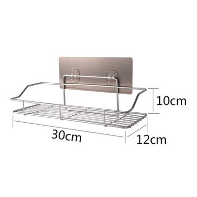 Rozsdamentes acél fürdőszobai tároló polc Lyukasztómentes konyha Fürdőszoba WC falra akasztható tároló állvány fürdőszobai polc rendező