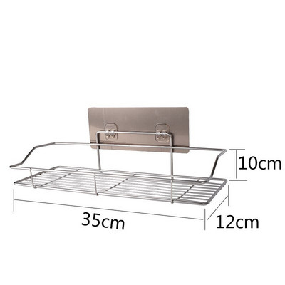 Rozsdamentes acél fürdőszobai tároló polc Lyukasztómentes konyha Fürdőszoba WC falra akasztható tároló állvány fürdőszobai polc rendező