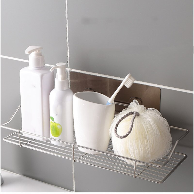 Rozsdamentes acél fürdőszobai tároló polc Lyukasztómentes konyha Fürdőszoba WC falra akasztható tároló állvány fürdőszobai polc rendező
