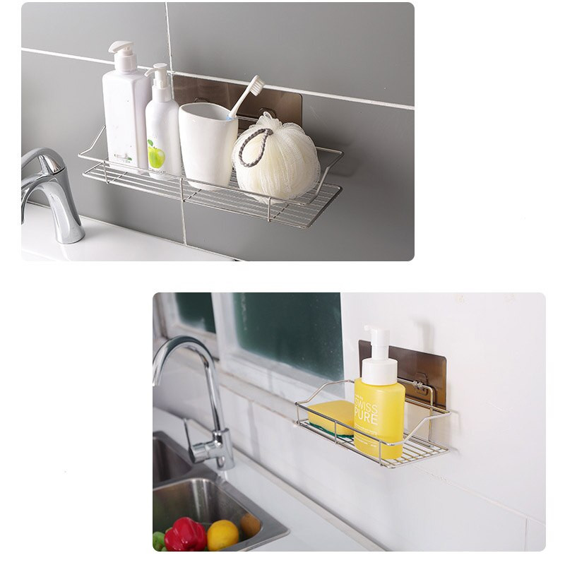 Rozsdamentes acél fürdőszobai tároló polc Lyukasztómentes konyha Fürdőszoba WC falra akasztható tároló állvány fürdőszobai polc rendező