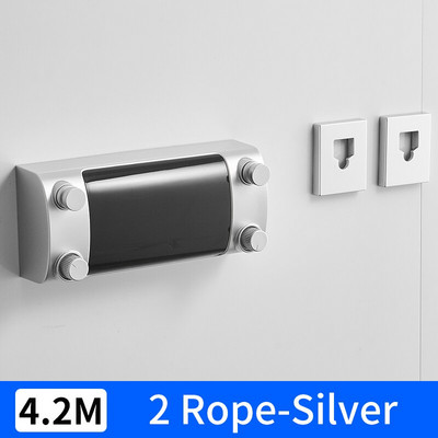 Konop za rublje na uvlačenje, stalak za sušenje rublja u zatvorenom, na otvorenom, teleskopska žica od nehrđajućeg čelika, nevidljivi konop za rublje, sušilica za rublje s dvostrukim užetom